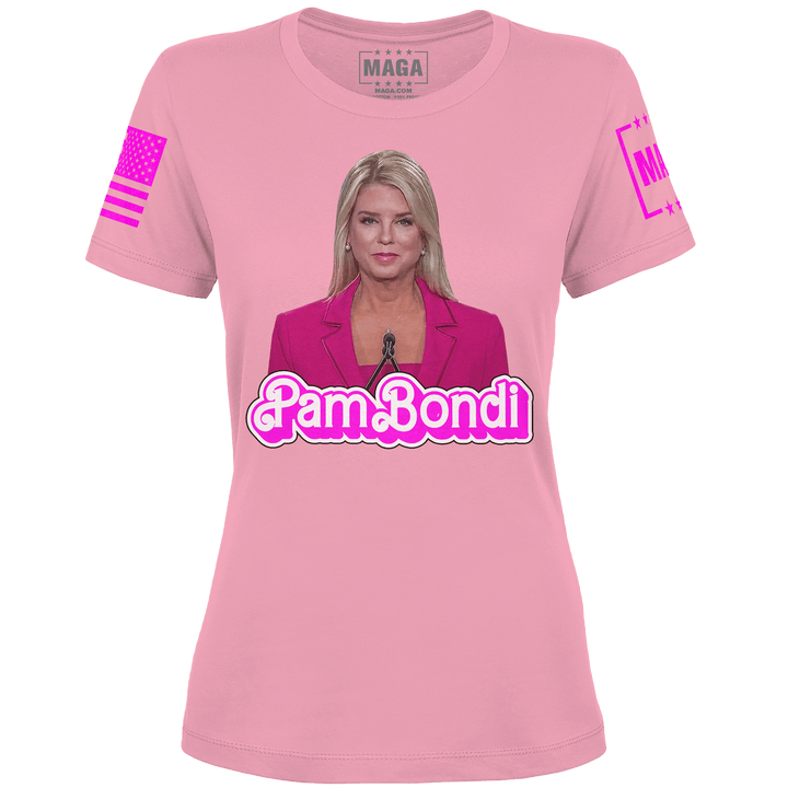 Pink / XS Pam Bondi V2 Ladies Tee maga trump