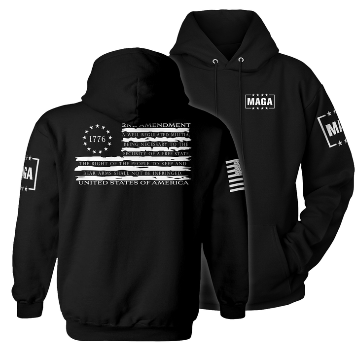 Premium Soft Hoodie / Black / XS 1776 Betsy Tattered 2A Flag maga trump