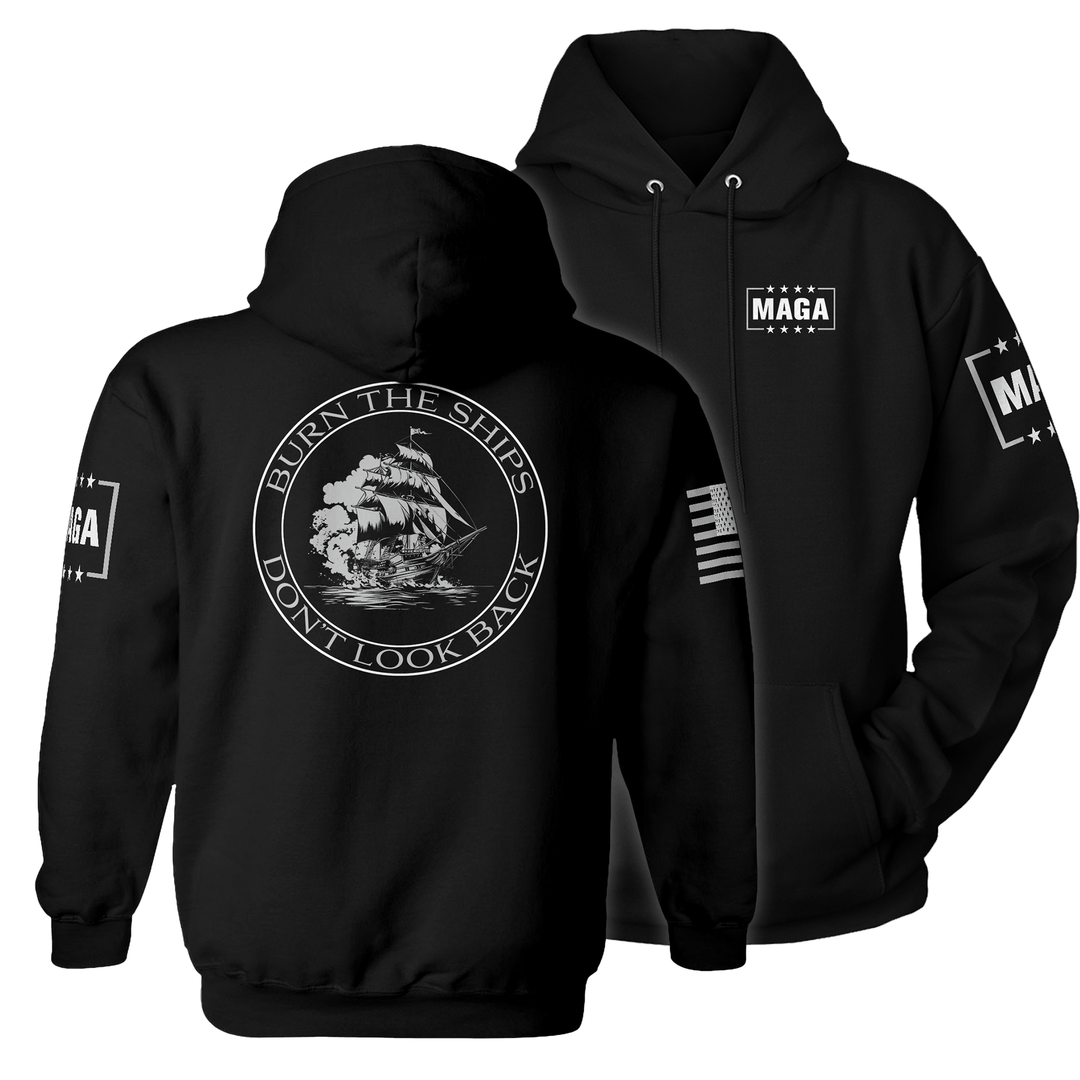 Premium Soft Hoodie / Black / XS Burn the Ships maga trump