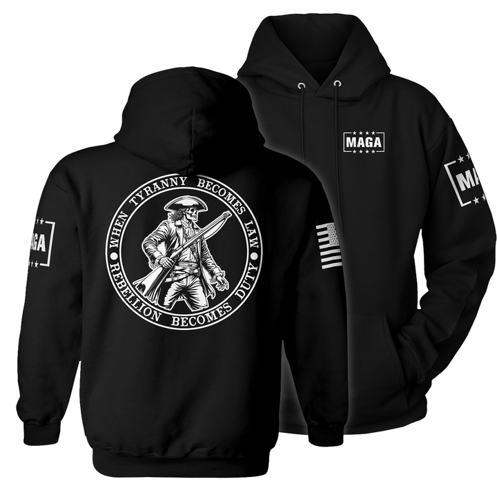 Premium Soft Hoodie / Black / XS When Tyranny Become Law Patriot maga trump