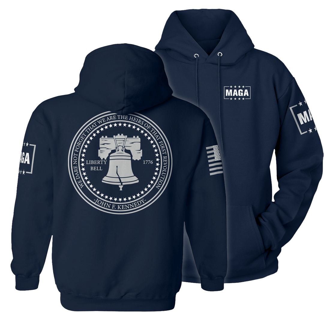 Premium Soft Hoodie / Midnight Navy / XS Liberty Bell Kennedy Quote maga trump