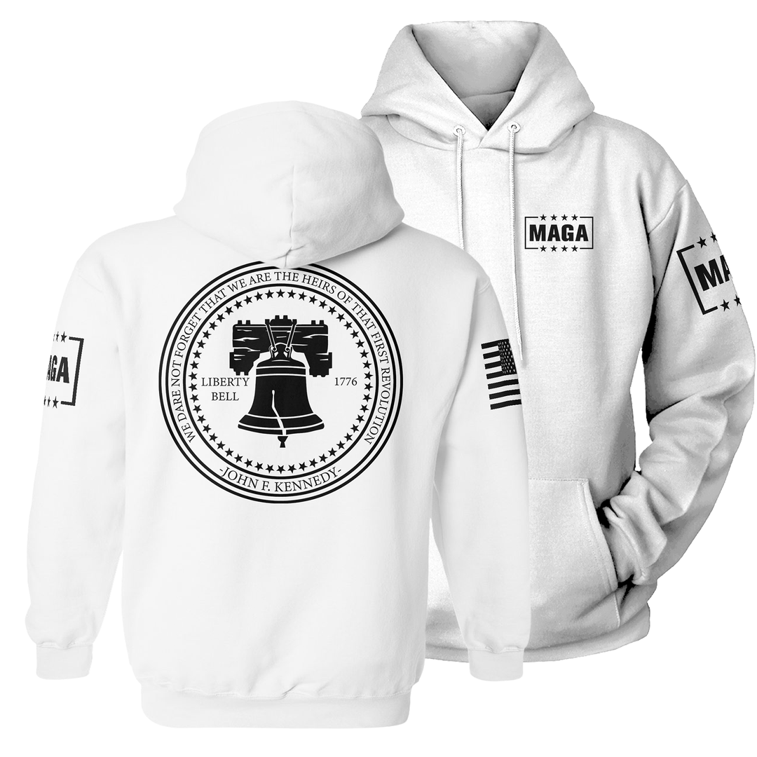 Premium Soft Hoodie / White / XS Liberty Bell Kennedy Quote maga trump