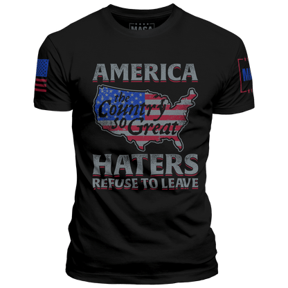 Premium Soft Shirt / Black / XS America... Haters Refuse to Leave maga trump