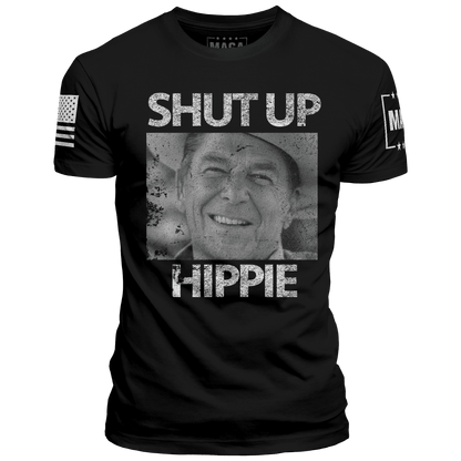Premium Soft Shirt / Black / XS Shut Up Hippie maga trump