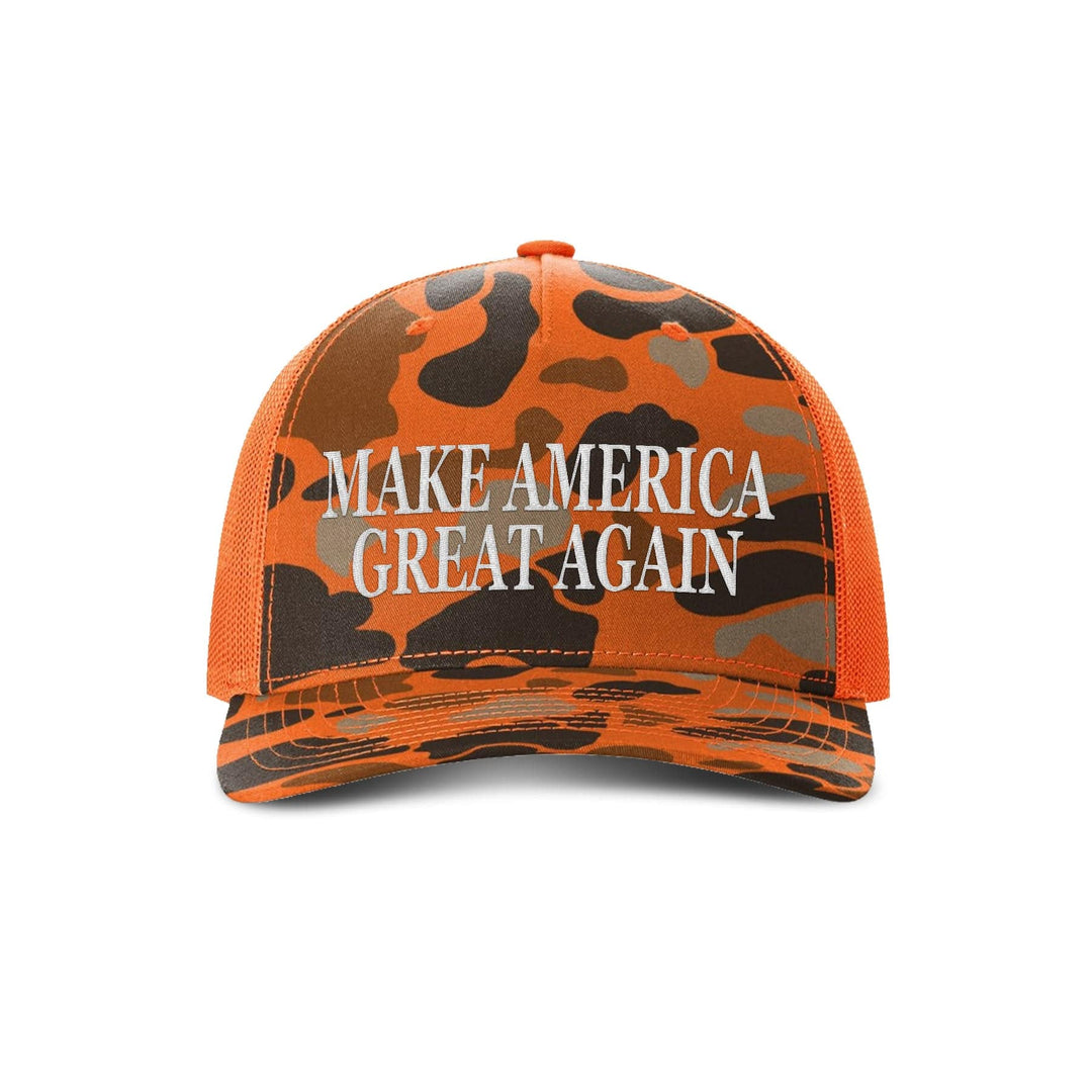 Printed Five Panel Trucker / Blaze Duck Camo/Blaze MAGA Camo Hats maga trump