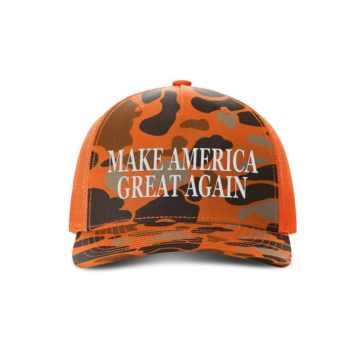 Printed Five Panel Trucker / Blaze Duck Camo/Blaze MAGA Camo Hats maga trump