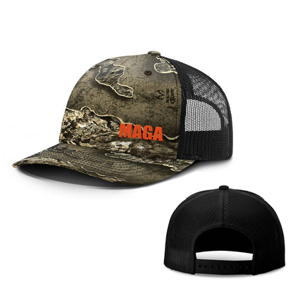 Real Tree Excape and Black MAGA Lower Left Hunting Hats maga trump