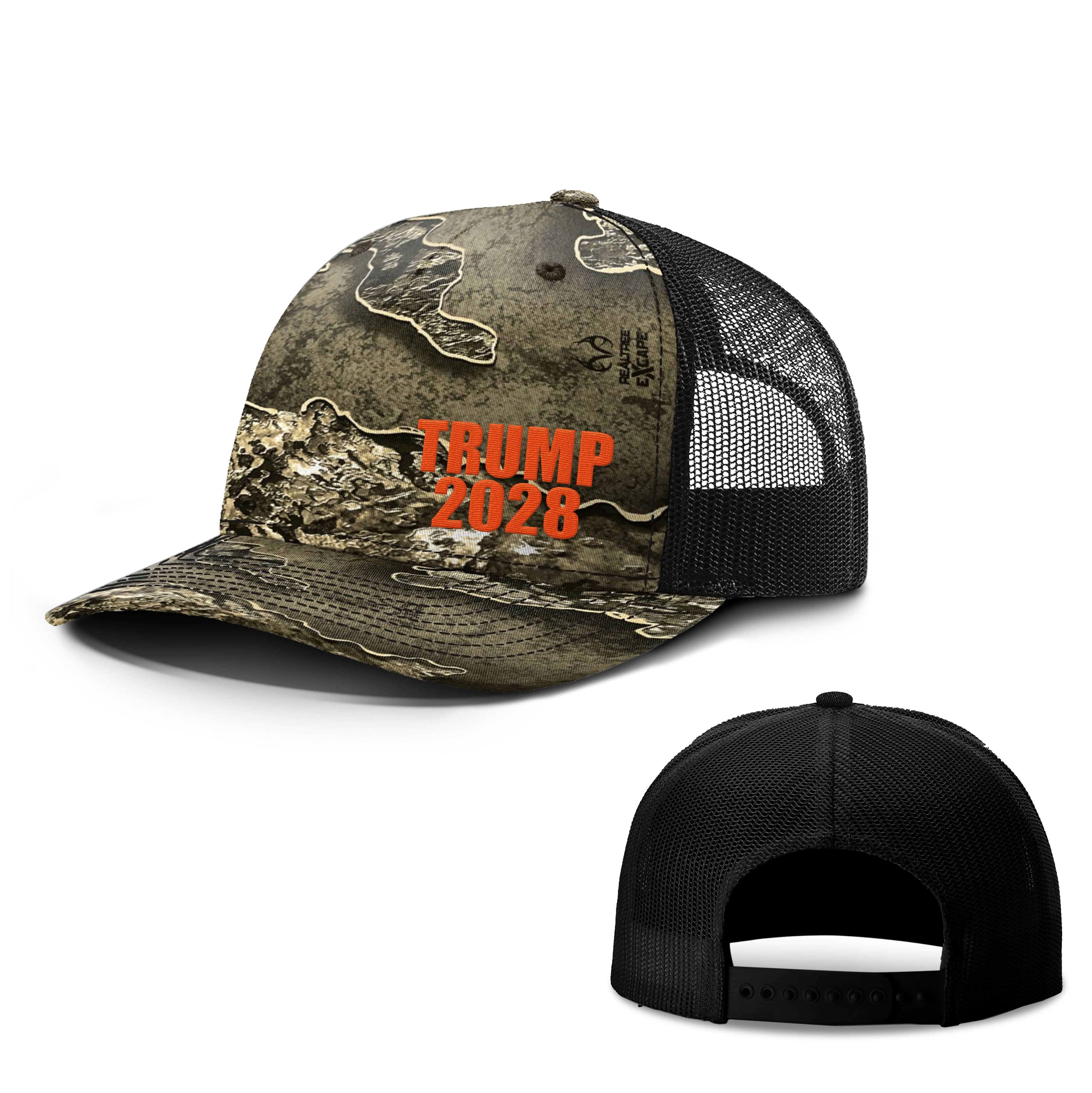 Real Tree Excape and Black TRUMP 2028 Lower Left Hunting Hats maga trump