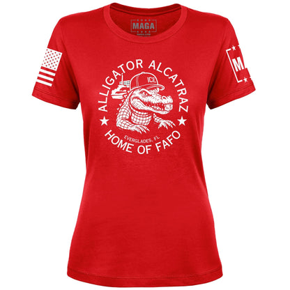 Red / S Alligator Alcatraz - Home of FAFO Ladies Tee maga trump