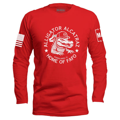 Red / S Alligator Alcatraz - Home of FAFO Long Sleeve maga trump