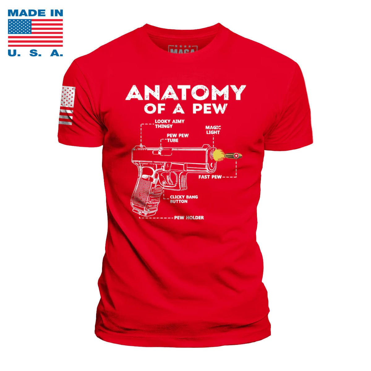 Red / S Anatomy of Pew Made in the USA maga trump