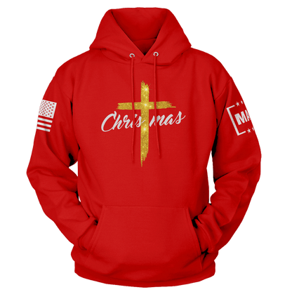Red / S Christmas Cross Hoodie maga trump