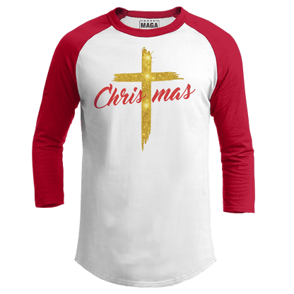 Red / S Christmas Cross Raglan maga trump