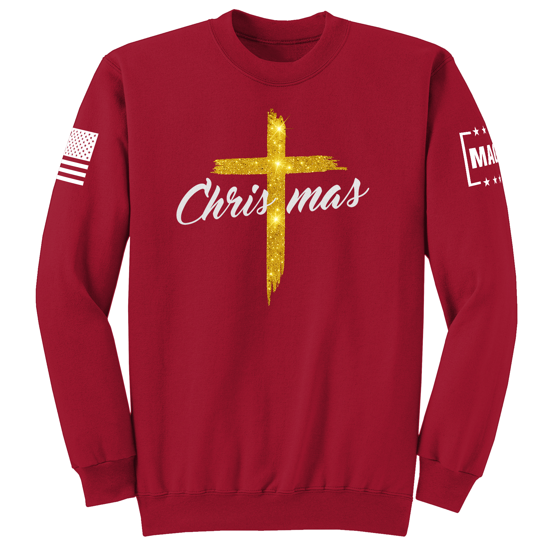 Red / S Christmas Cross Sweatshirt maga trump