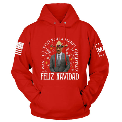 Red / S Feliz Navidad Hoodie maga trump
