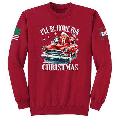 Red / S I'll be home for Christmas Sweatshirt maga trump