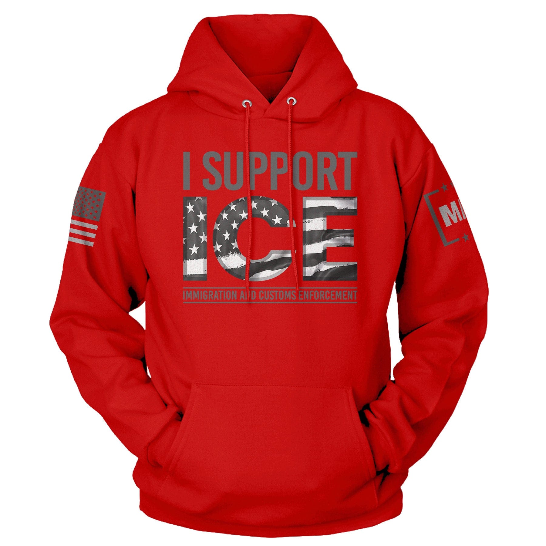 Red / S I Support ICE Hoodie maga trump