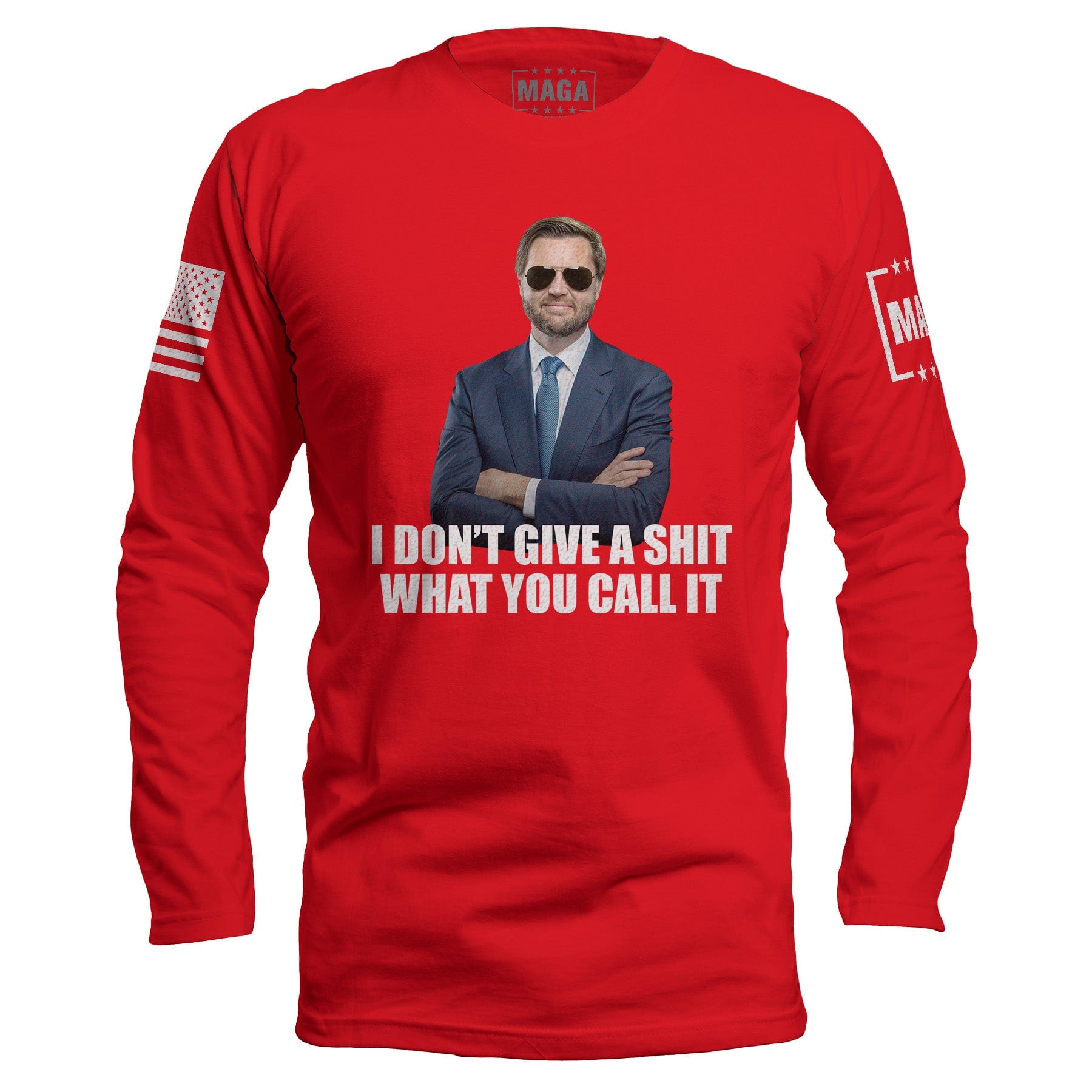 Red / S JD Vance - I don't give a Long Sleeve maga trump