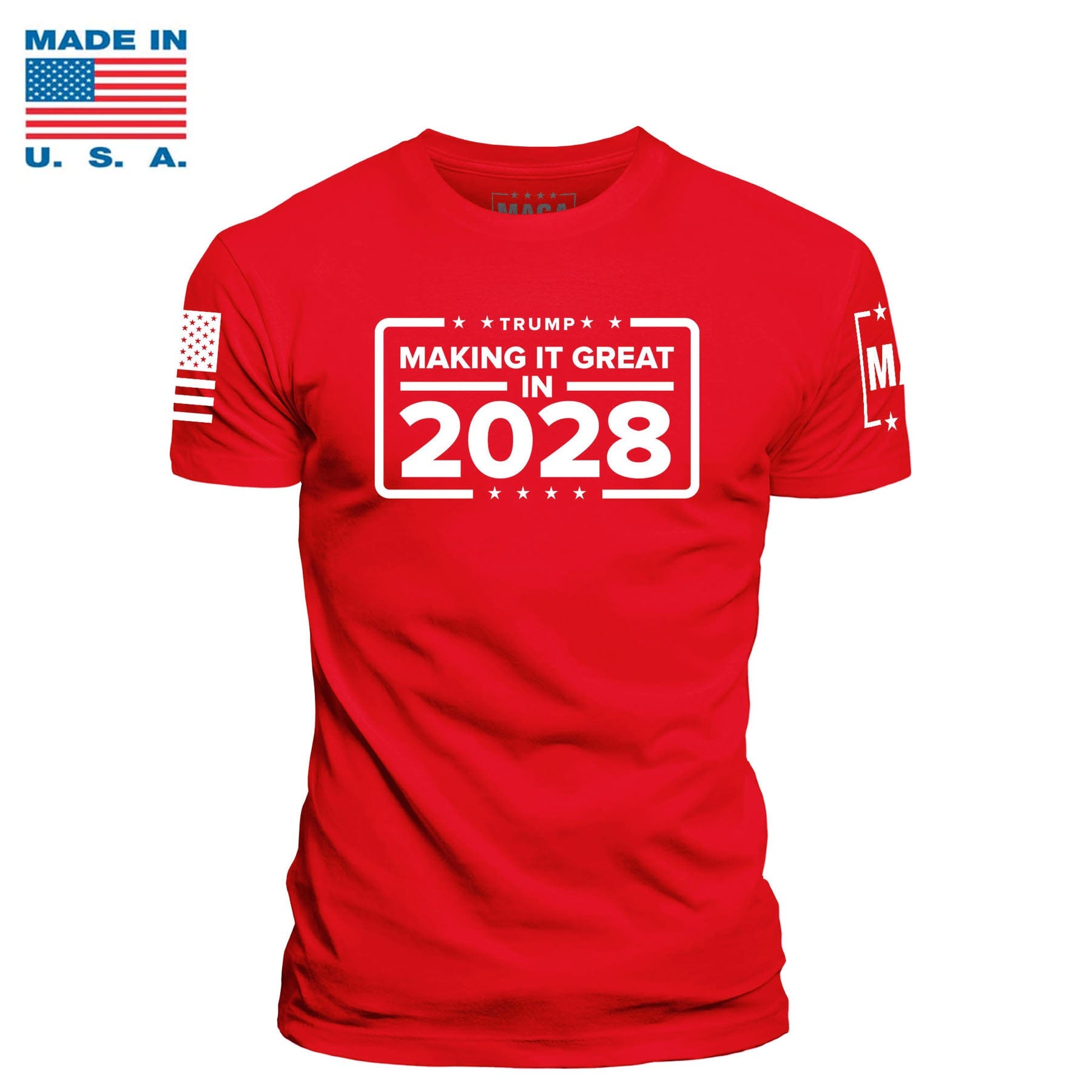 Red / S Making it Great in 2028 Made in the USA maga trump