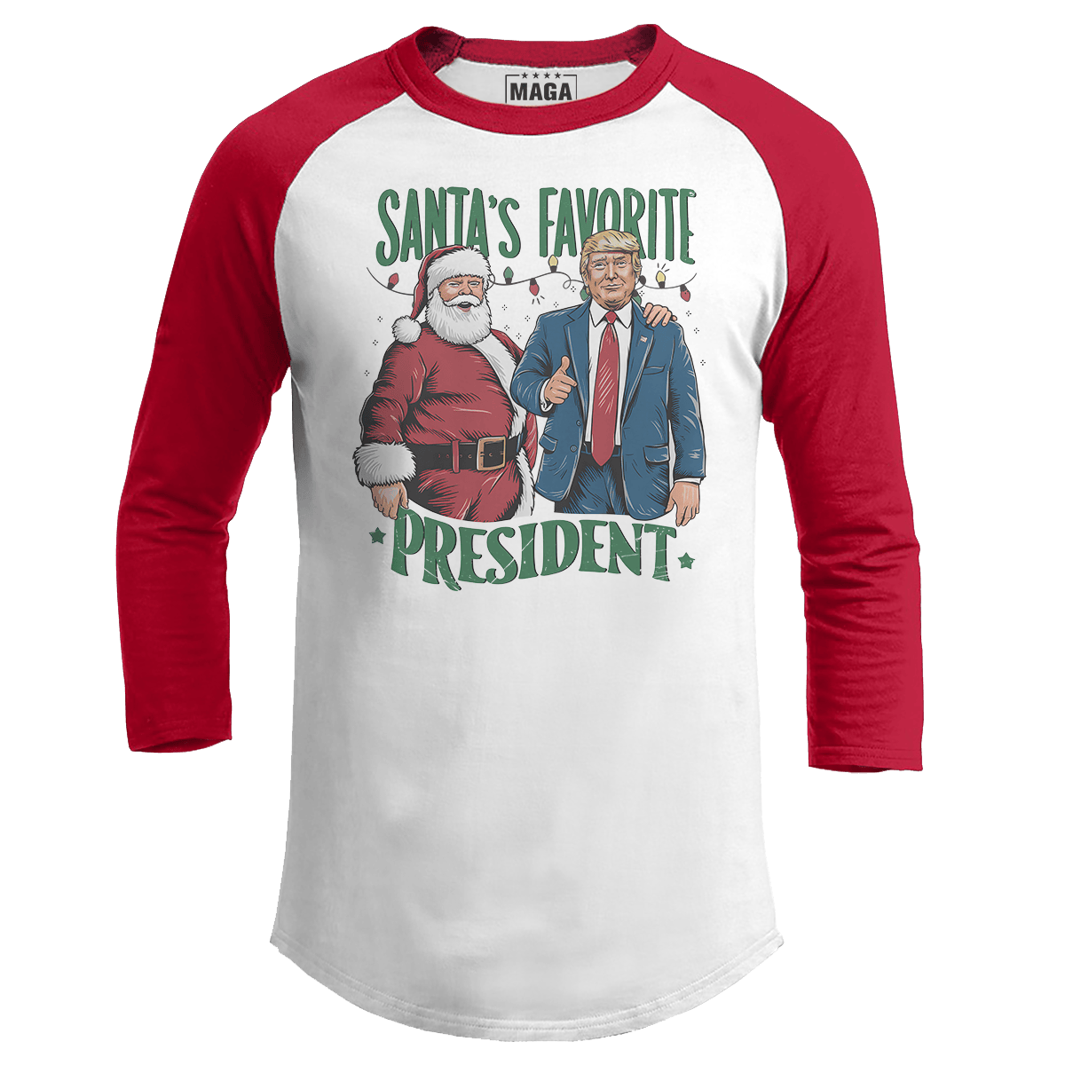 Red / S Santa's Favorite President Raglan maga trump
