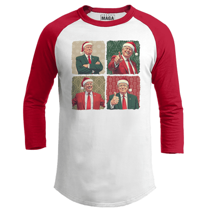 Red / S Santa Trump Raglan maga trump