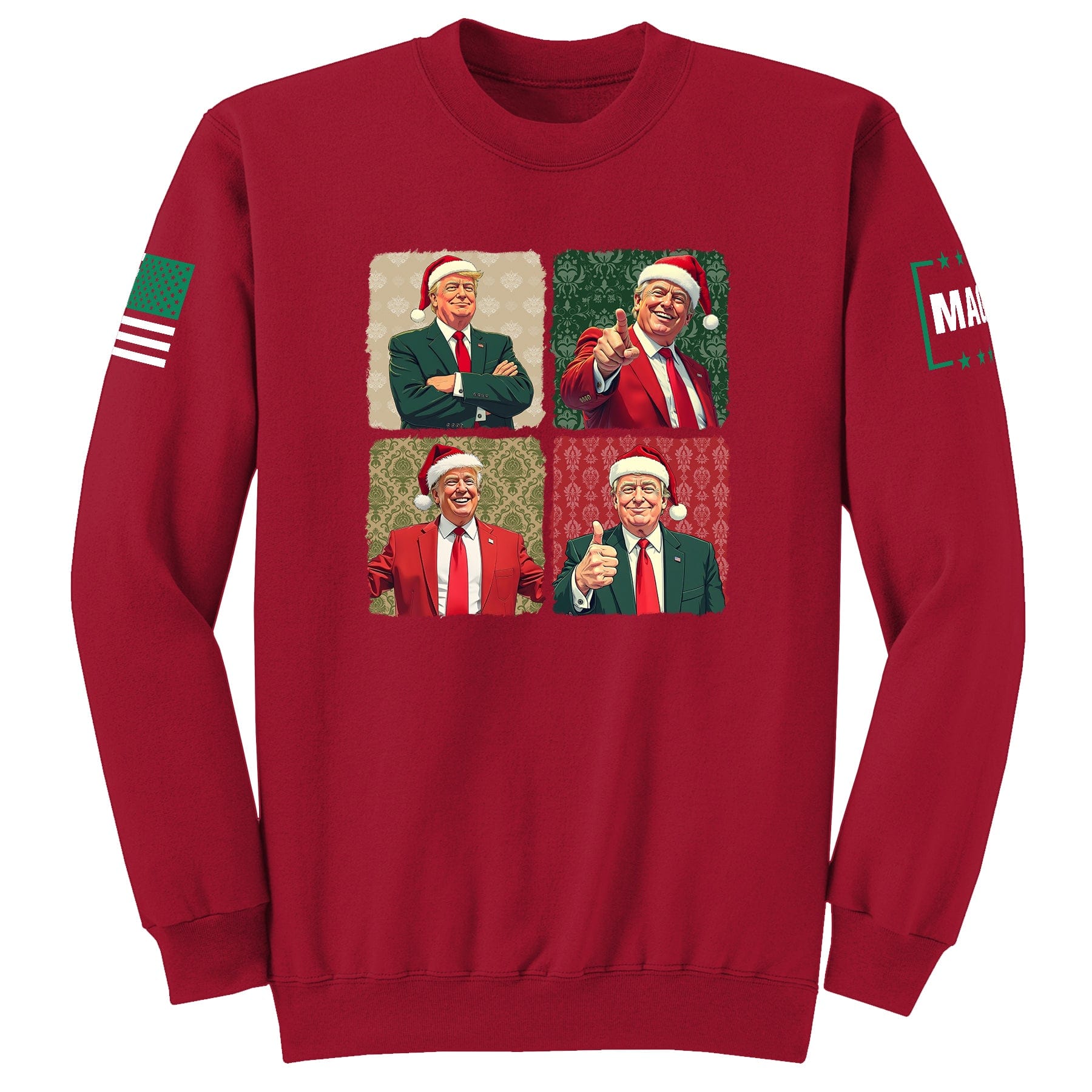 Red / S Santa Trump Sweatshirt maga trump
