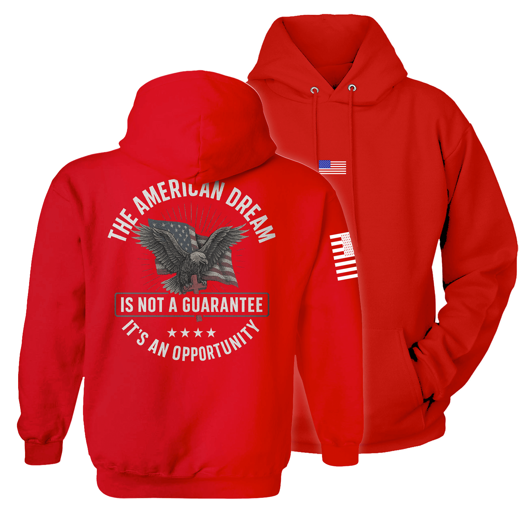 Red / S The American Dream is not a Guarantee It's an Opportunity Hoodie maga trump