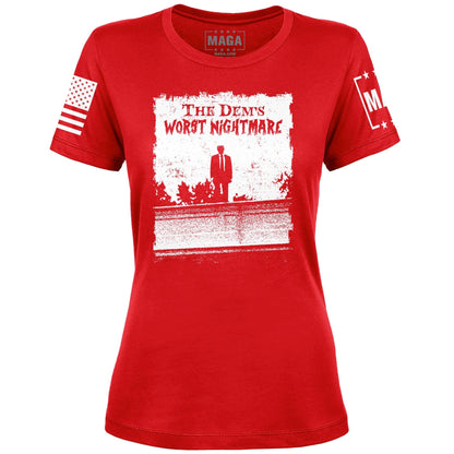 Red / S The Dems Nightmare Ladies Tee maga trump