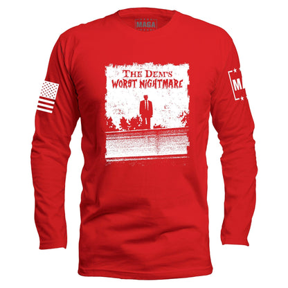 Red / S The Dems Nightmare Long Sleeve maga trump
