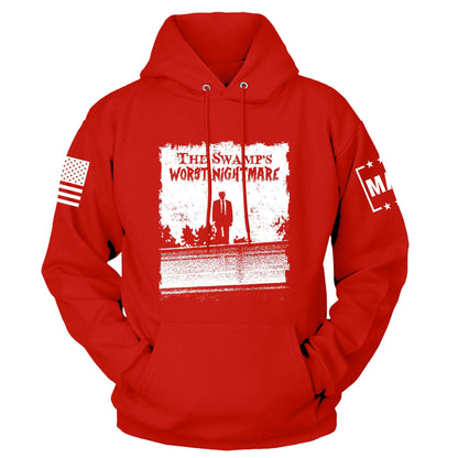 Red / S The Swamps Nightmare Hoodie maga trump