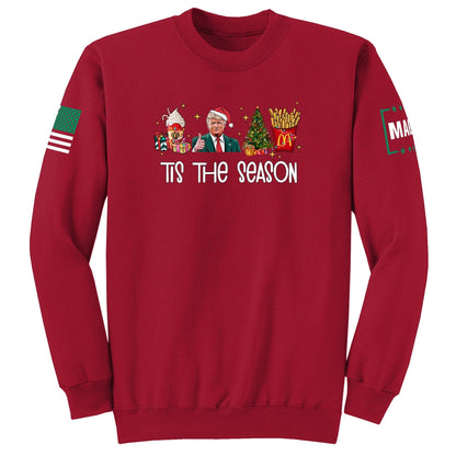 Red / S Tis the season Sweatshirt maga trump
