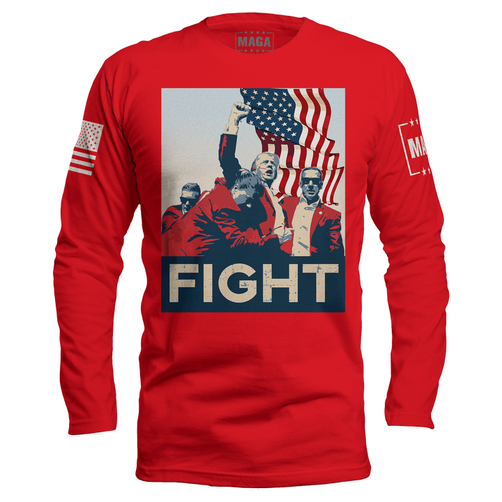 Red / S Trump Fight Iconic Long Sleeve maga trump