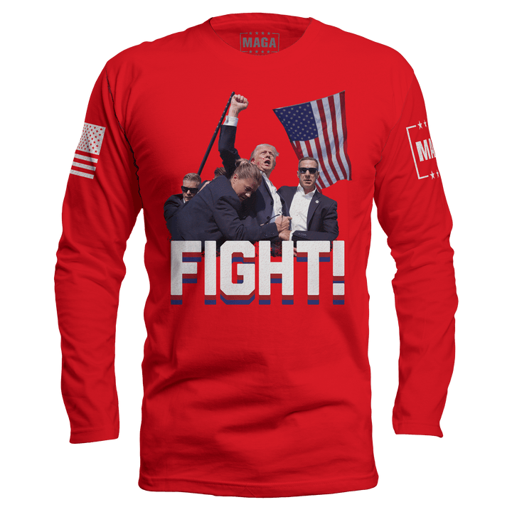 Red / S Trump Fight Long Sleeve maga trump