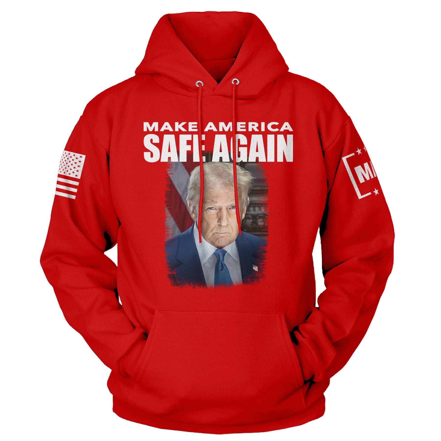 Red / S TRUMP - MAKE AMERICA SAFE AGAIN Hoodie maga trump