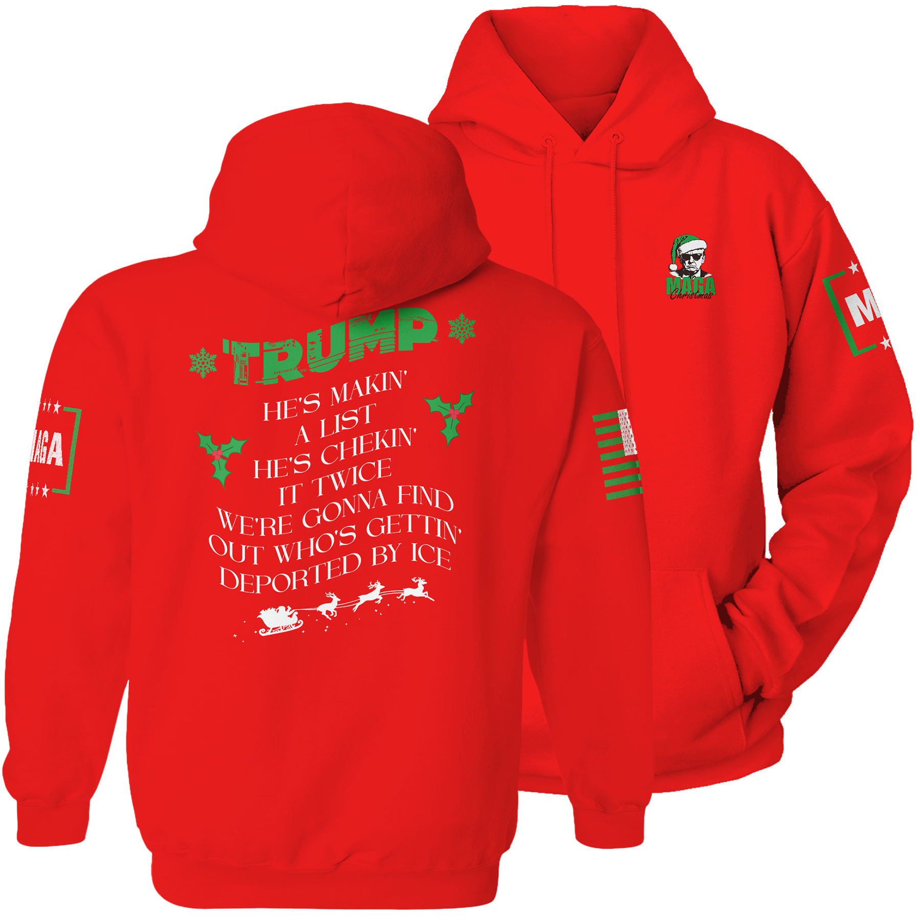 Red / S Trump Santa - Making A List Hoodie maga trump