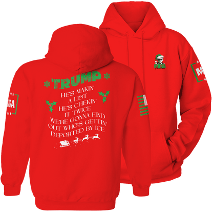 Red / S Trump Santa - Making A List Hoodie maga trump