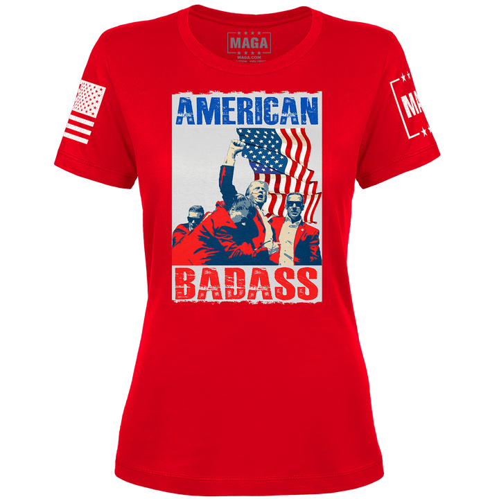 Red / XS American Badass Ladies Tee maga trump