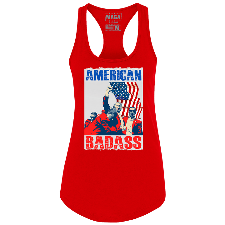 Red / XS American Badass Raceback Tank Top maga trump