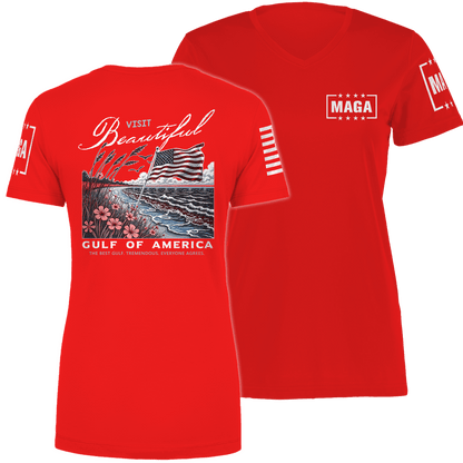 Red / XS Beautiful Gulf of America Ladies Tee maga trump