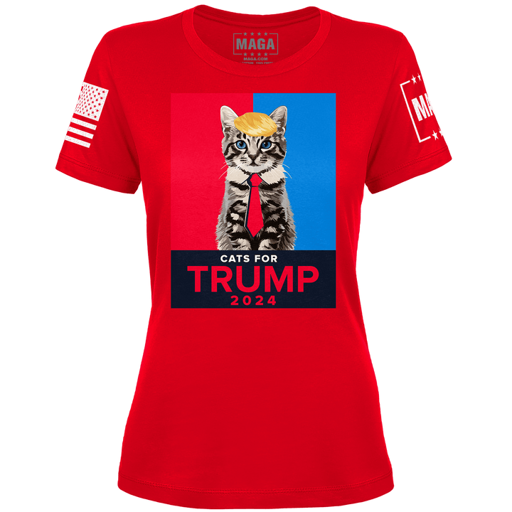 Red / XS Cats For Trump 2024 Ladies Tee maga trump