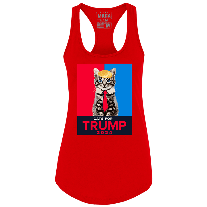 Red / XS Cats For Trump 2024 Racerback Tank Top maga trump