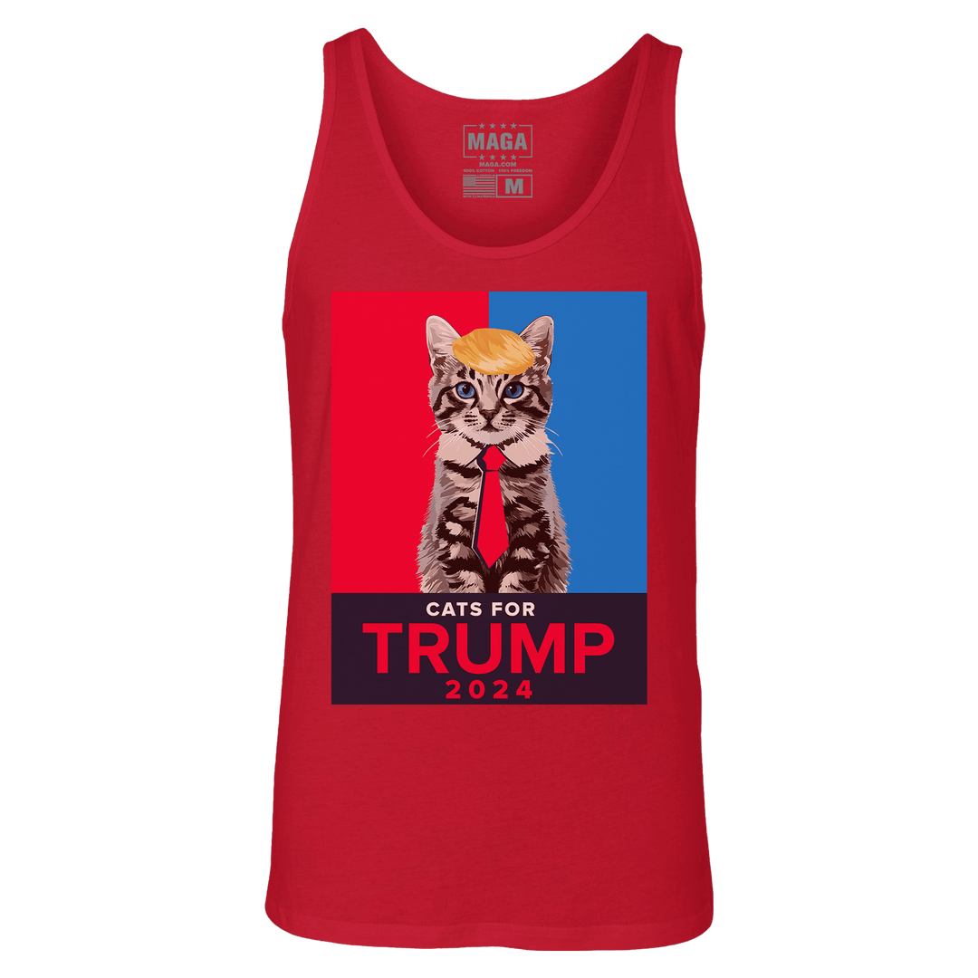 Red / XS Cats For Trump 2024 Tank Top maga trump