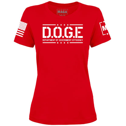 Red / XS D.O.G.E Department Of Government Efficiency Ladies Tee maga trump