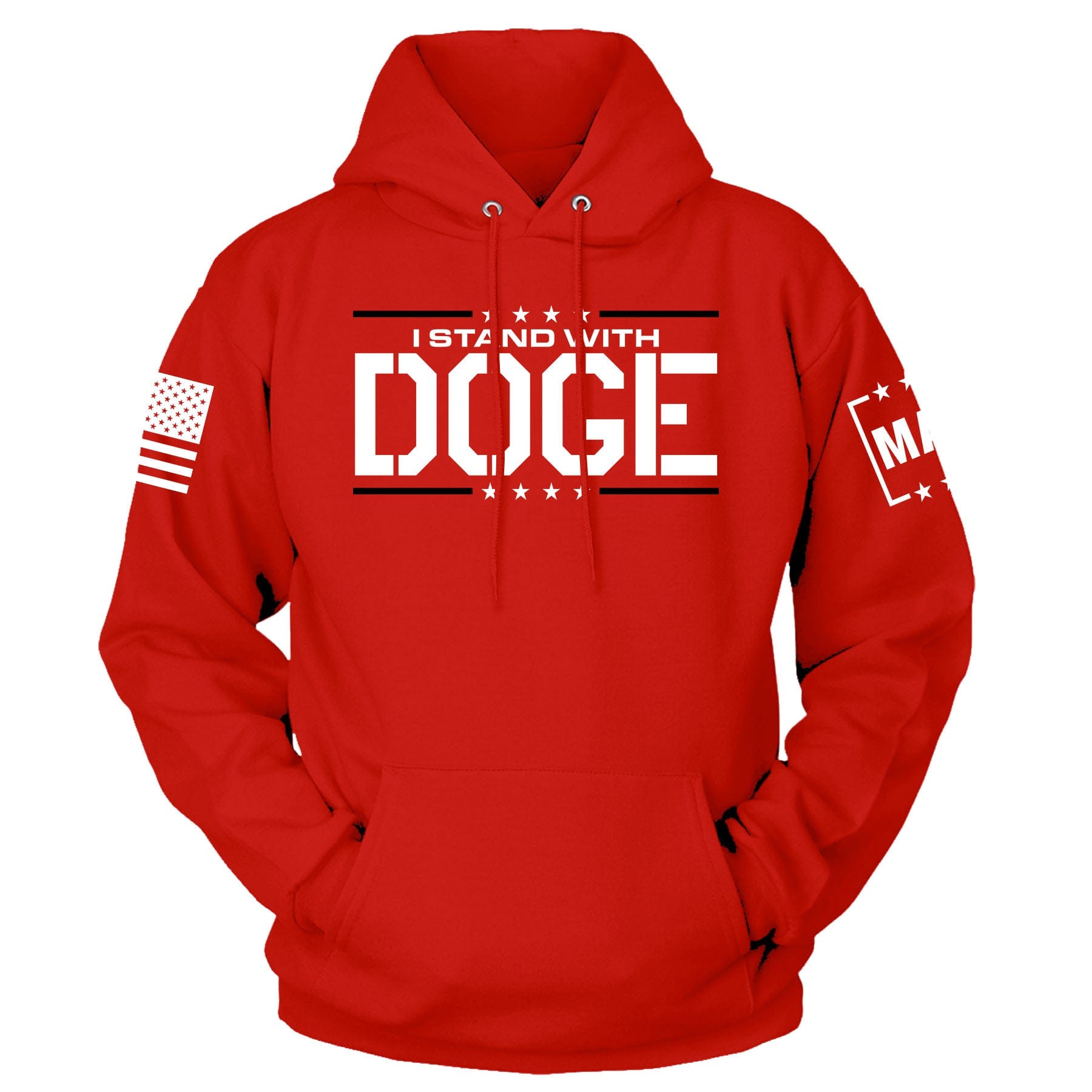 Red / XS I Stand With DOGE Hoodie maga trump