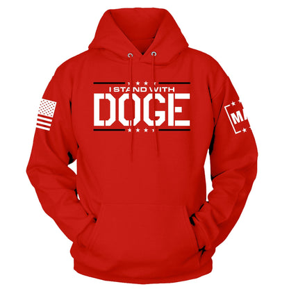 Red / XS I Stand With DOGE Hoodie maga trump
