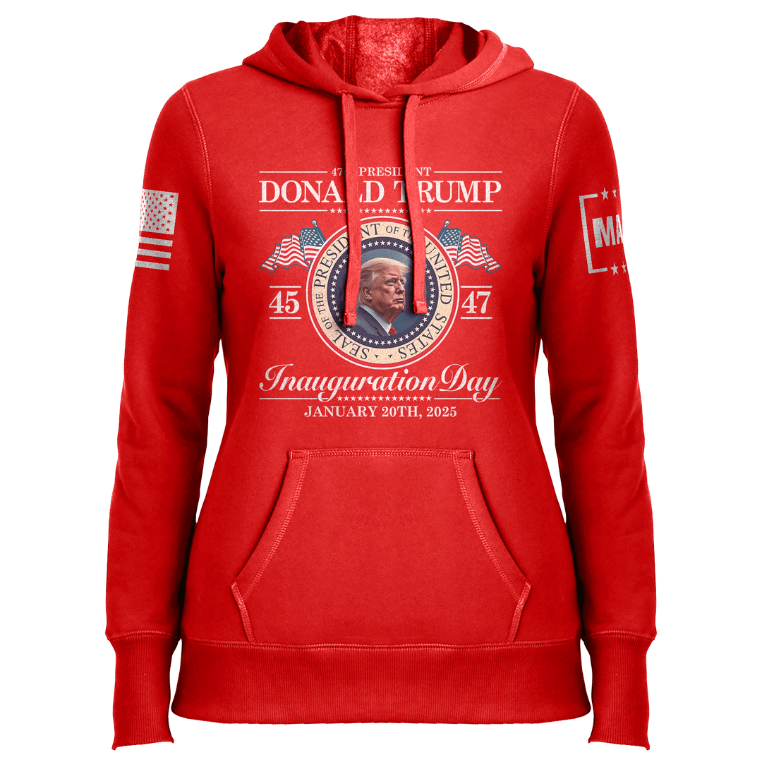 Red / XS Inauguration Day Ladies Hoodie maga trump