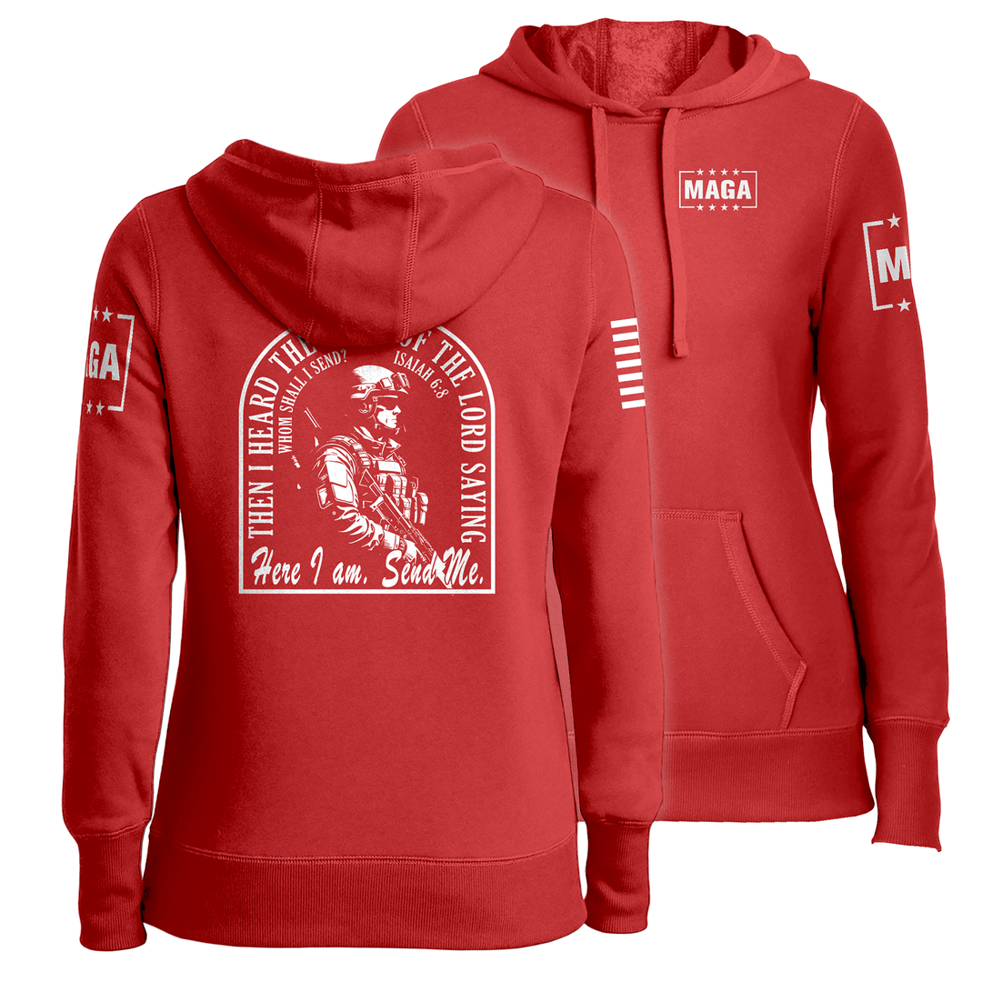 Red / XS Send Me Ladies Hoodie maga trump