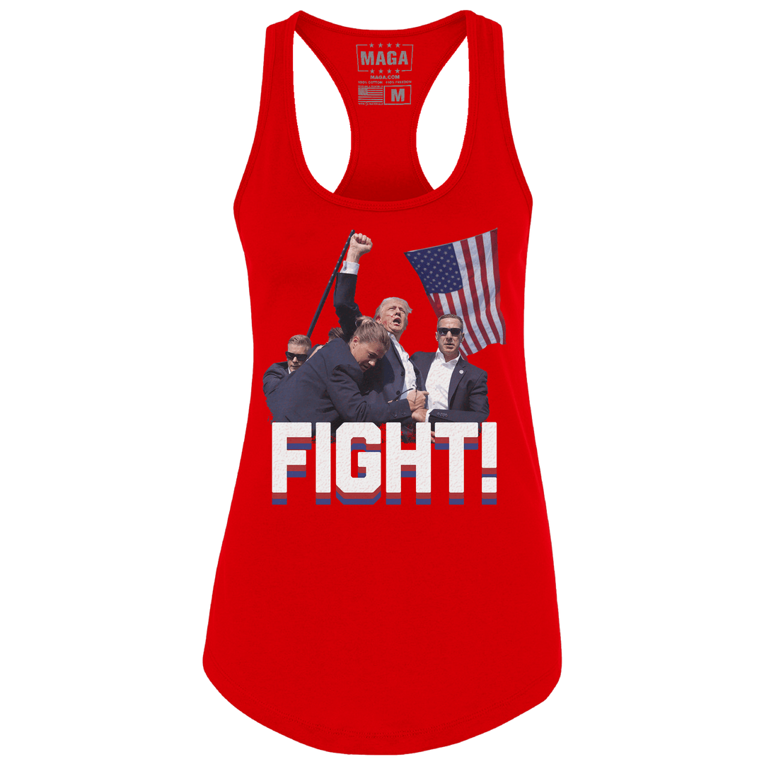 Red / XS Trump Fight Racerback Tank Top maga trump