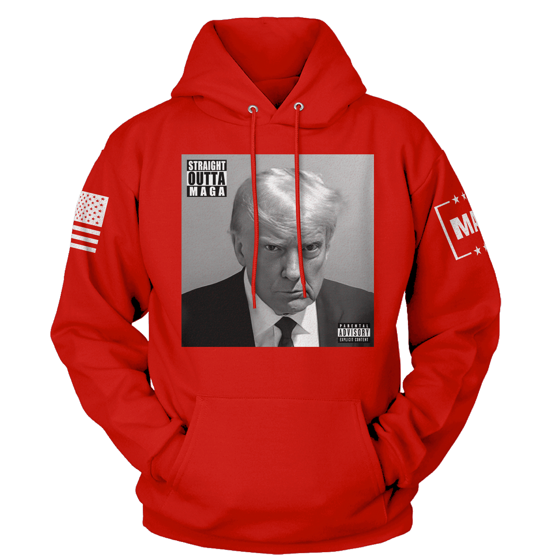 Red / XS Trump Mug Shot - Straight Outta MAGA Hoodie maga trump