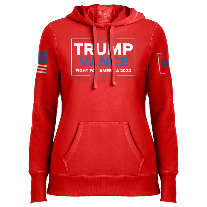 Red / XS Trump Vance - Fight Ladies Hoodie maga trump